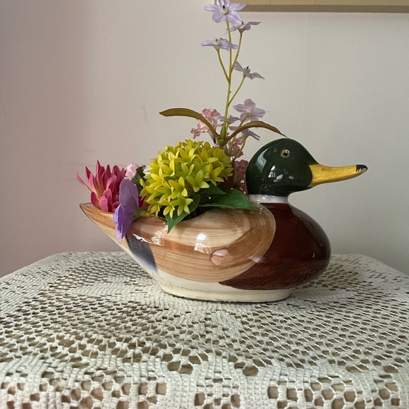 Vintage Duck Shaped Ceramic Planter - Picture 3 of 5